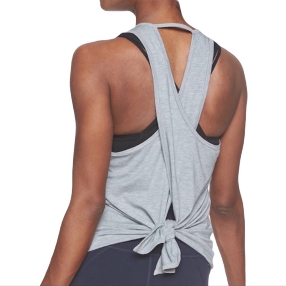 Athleta Gray Crossover Switchback Open Back Racer… - image 1